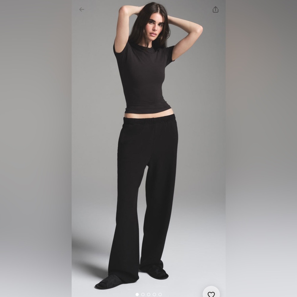 SKIMS NWT Cotton Fleece Classic Straight Leg Pant - Onyx